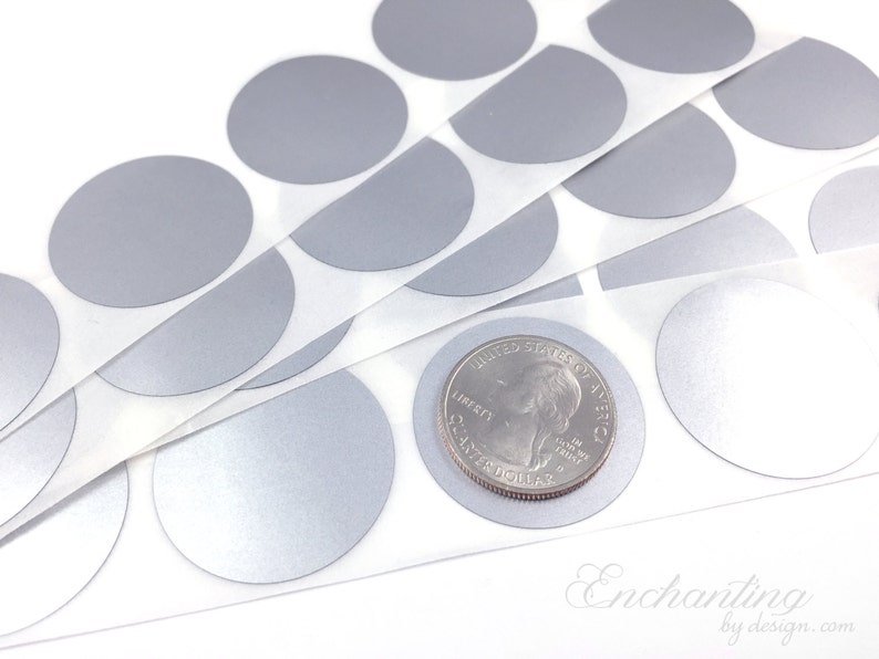 Silver 1.25 inch Round scratch off stickers image 1