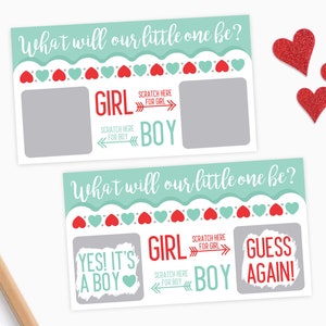 10 Valentines Day Baby Gender Reveal Scratch Off Cards