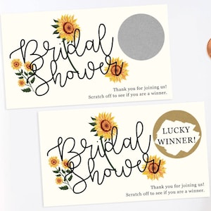 Sunflower - Bridal Shower Scratch Off Game - Bridal Shower Game - Scratch off Cards