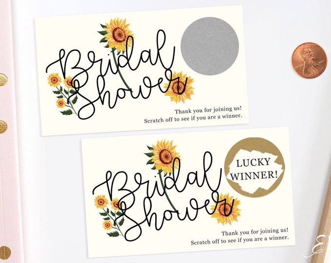 Sunflower - Bridal Shower Scratch Off Game - Bridal Shower Game - Scratch off Cards