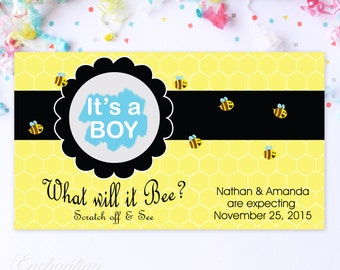 10 Custom Baby Gender Reveal Scratch Off Cards - What Will It Bee?