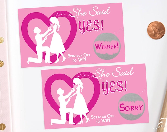 Pink Bridal Shower Scratch Off Cards - Bridal Shower Game - Bachelorette Party Game