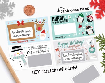 10 DIY Christmas Scratch Off Cards - Holiday Party Games - Classroom Games - Christmas Rewards Card