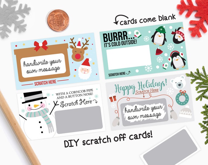 10 DIY Christmas Scratch Off Cards - Holiday Party Games - Classroom Games - Christmas Rewards Card