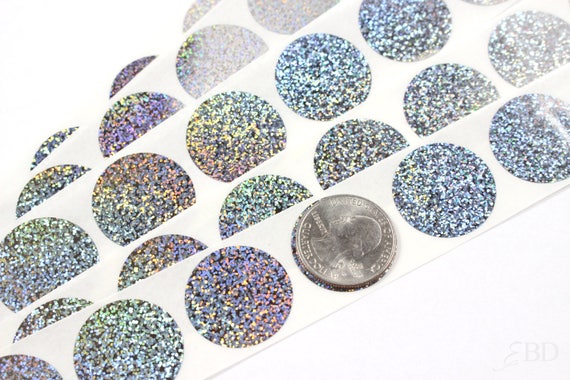 Hologram Glitter 1 inch Round scratch off stickers