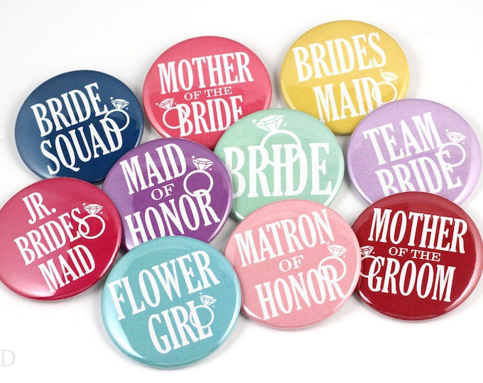 Custom Bachelorette Buttons - Bridal Shower Buttons - Bride Buttons - Bachelorette Pins - Bachelorette Party Pins - Wedding Party Pins