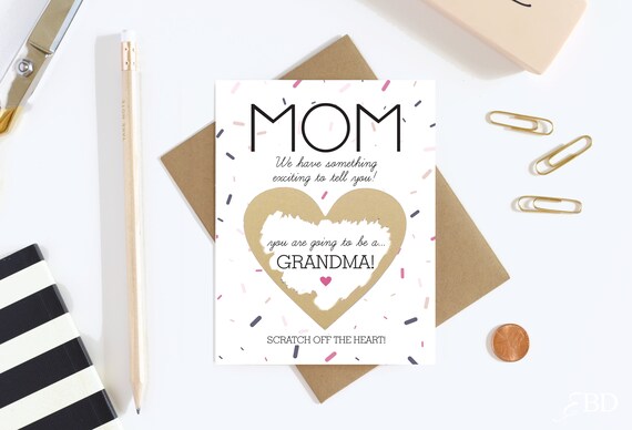Scratch Off Card Pregnancy Reveal To Mom - Pregnancy Announcement - Grandma to Be Card