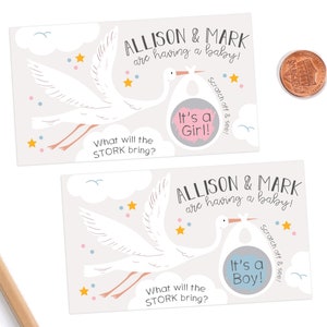 10 Custom Baby Gender Reveal Scratch Off Cards - Stork image 2
