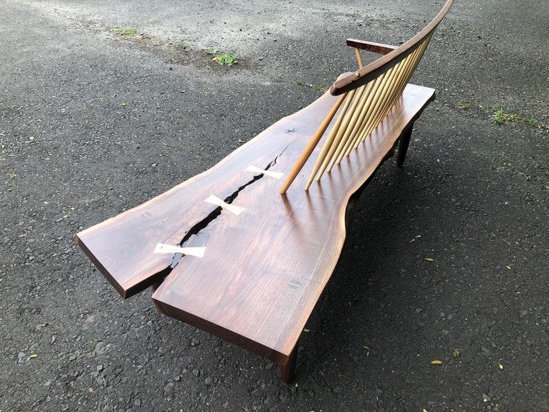George Nakashima Style Conoid Bench / Mid Century Modern / Danish Modern / Live Edge Bench image 5