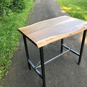 Live Edge Walnut Pub Height Table / Bar / Hightop Table / Mid Century Modern / Industrial Table / Wood and Steel image 1