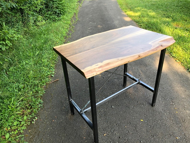 Live Edge Walnut Pub Height Table / Bar / Hightop Table / Mid Century Modern / Industrial Table / Wood and Steel image 1