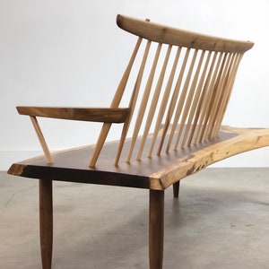 George Nakashima Style Conoid Bench / Mid Century Modern / Danish Modern / Live Edge Bench image 5