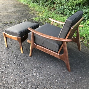 Mid Century Modern Style Lounge Chair with Ottoman / Accent Chair / Upholstered Chair / Danish Modern Chair / Statement Chair image 7