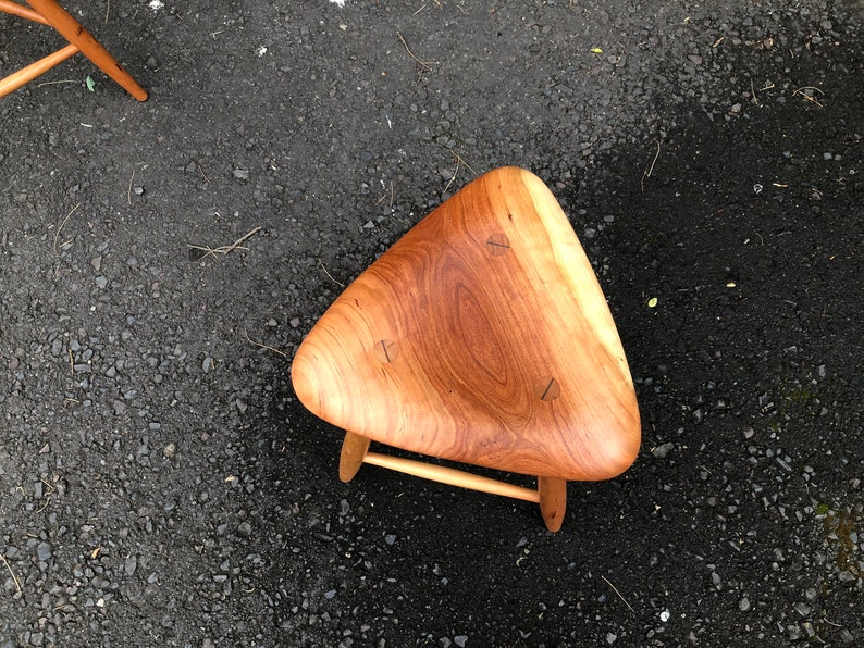 Pair of Wharton Esherick Inspired Wood Stools / Mid Century Modern Stools / Danish Modern / Counter Stool / Barstool / Wood Sculpture image 6