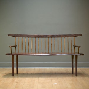Wooden bench - Modern Furniture - midcentury modern - danish - retro - live edge bench - George Nakashima - Black Walnut - Conoid Bench