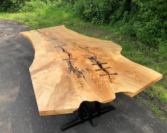 Live Edge Ash Dining Table - George Nakashima Style Table - Mid Century Modern - Danish Modern - Slab Table  - Conference Table