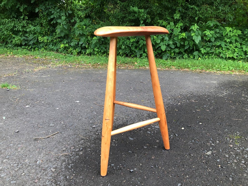 Pair of Wharton Esherick Inspired Wood Stools / Mid Century Modern Stools / Danish Modern / Counter Stool / Barstool / Wood Sculpture image 10