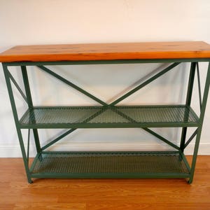 Industrial Hall or Sofa Table/Bookcase/Shelving Unit with Reclaimed Wood Top.Modern/Rustic/Urban /Vintage.Loft Decor ,Metal Console Table image 2