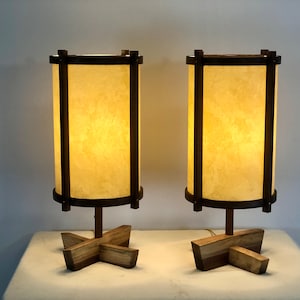 George Nakashima Inspired Lamps Pair / Mid Century Modern / Wood Lamps / Accent Lighting / Table Lamp / Desk Lamp / Retro Lamp image 4