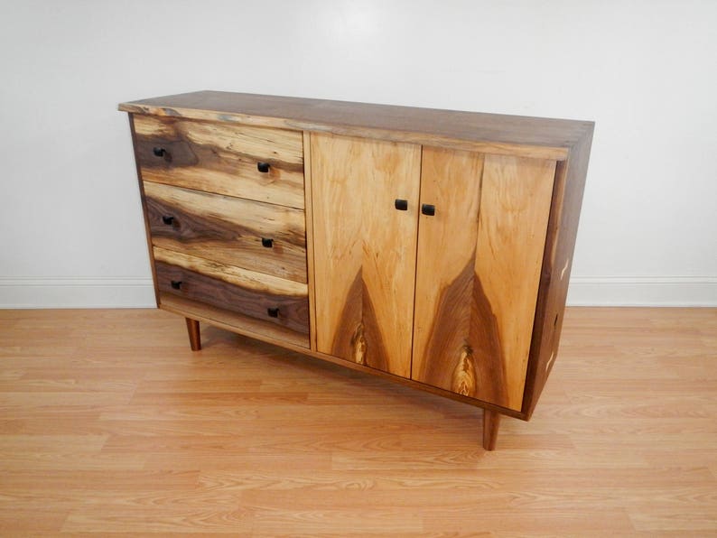 Mid Century Modern Sideboard Credenza Console Bar Liquor Cabinet Hand Cut Dovetails George Nakashima Style
