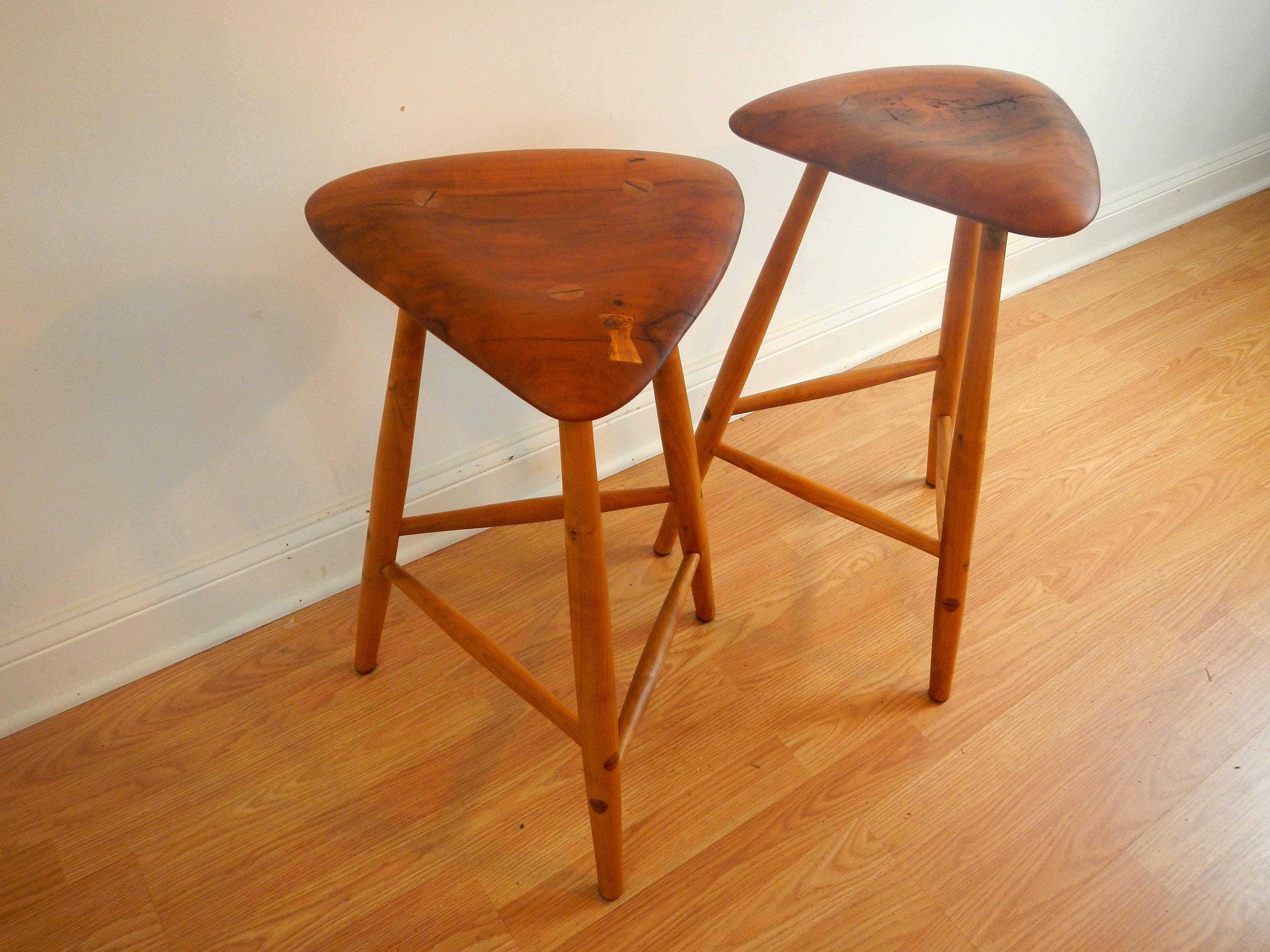 Mid Century Modern Wood Counter Stools / Danish Modern / Etsy