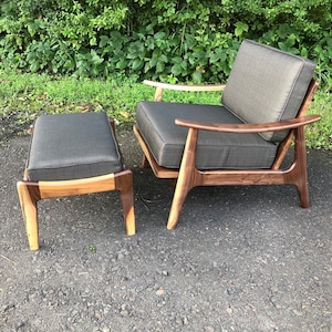 Mid Century Modern Style Lounge Chair with Ottoman / Accent Chair / Upholstered Chair / Danish Modern Chair / Statement Chair image 6