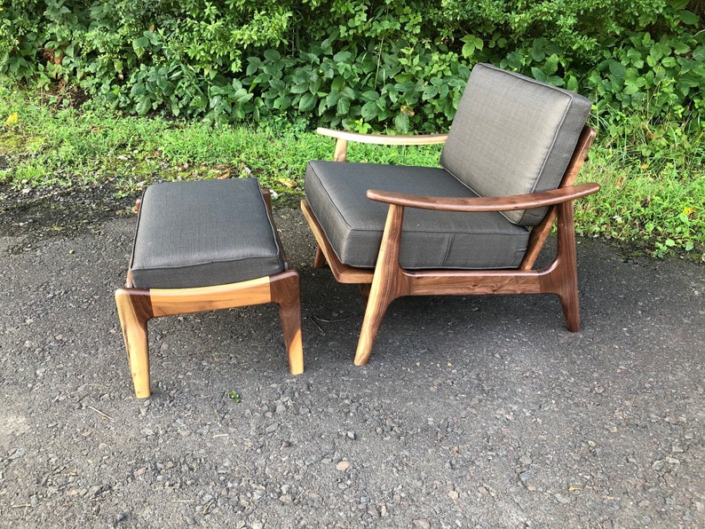 Mid Century Modern Style Lounge Chair with Ottoman / Accent Chair / Upholstered Chair / Danish Modern Chair / Statement Chair image 6