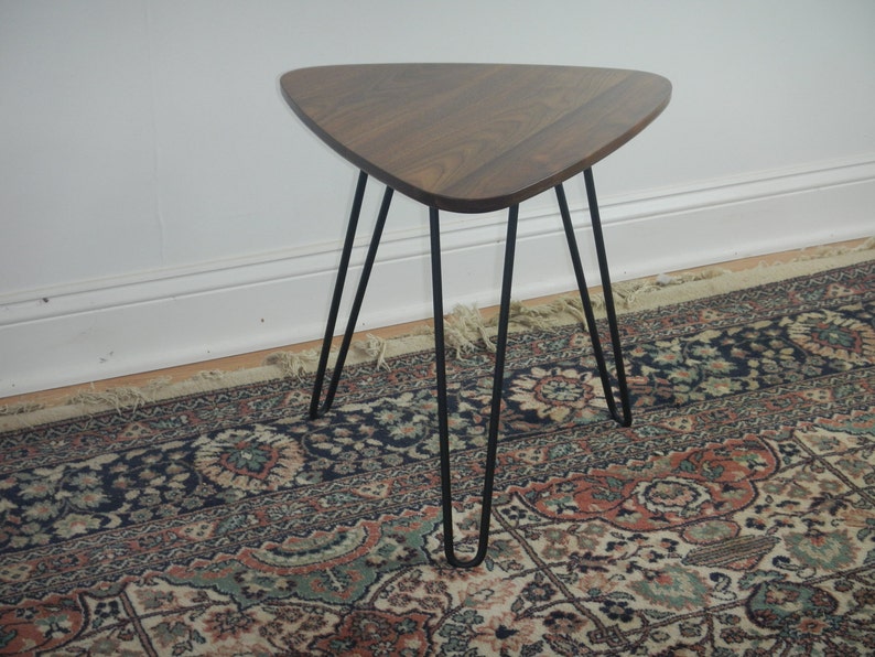 Mid Century Modern Side Table / Hairpin Legs / Walnut / Danish Etsy