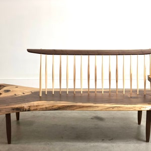 George Nakashima Style Conoid Bench / Mid Century Modern / Danish Modern / Live Edge Bench image 9