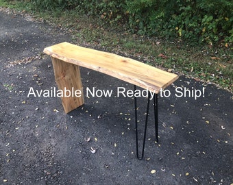 Live Edge Console Table / Sofa Table / Hairpin Legs / Mid Century Modern / Danish Modern / MCM / Modern Design / Wood and Steel
