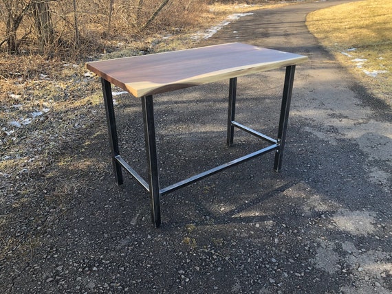 Live Edge Desk Wood And Steel Small Computer Desk Home Etsy
