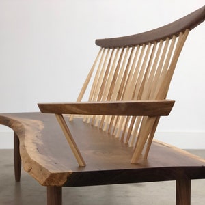 George Nakashima Style Conoid Bench / Mid Century Modern / Danish Modern / Live Edge Bench image 4