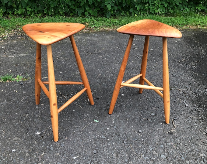 Mid Century Modern Wood Counter Stools / Danish Modern / Counter Stool