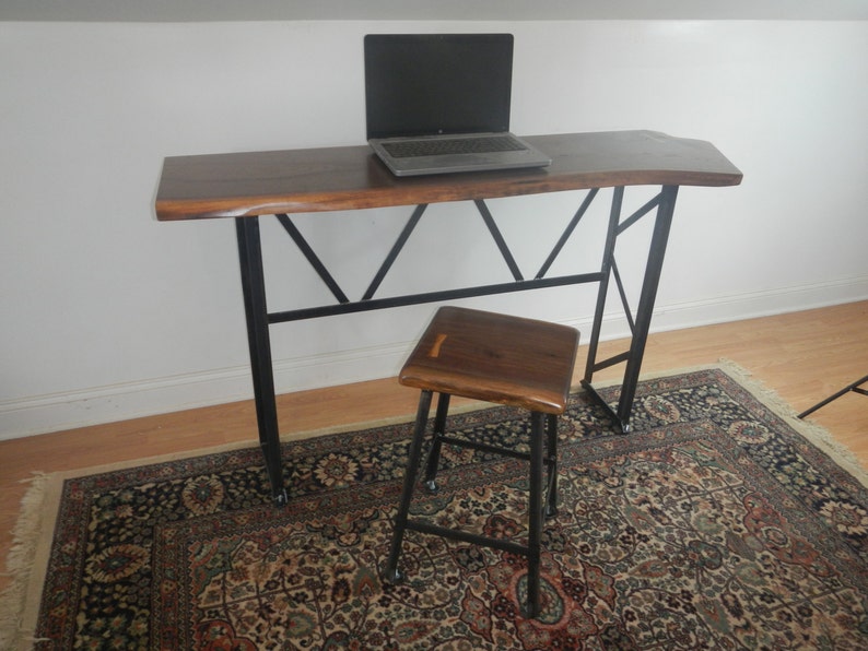 Live Edge Industrial Style Desk Console Table Modern Walnut Sofa Bar Computer Laptop