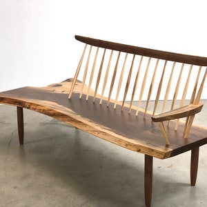 George Nakashima Style Conoid Bench / Mid Century Modern / Danish Modern / Live Edge Bench image 3