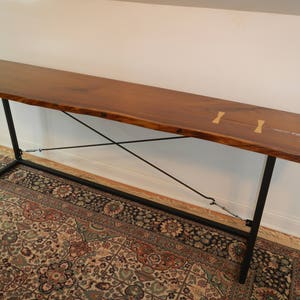Live Edge Walnut Console Table / Sofa Table / Serving Table / Mid Century Modern / Wood and Steel image 1
