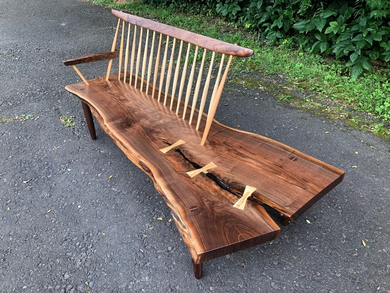 George Nakashima Style Conoid Bench / Mid Century Modern / Danish Modern / Live Edge Bench image 4