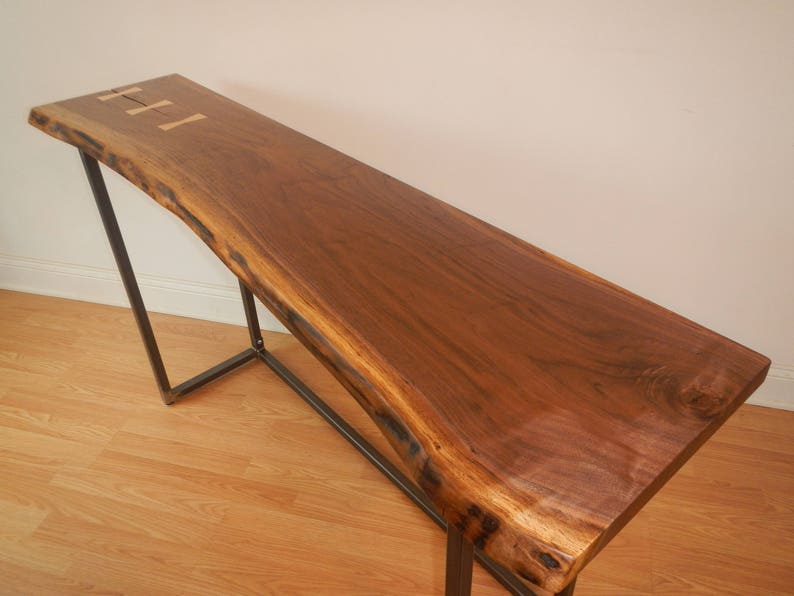 Black Walnut Table Live Edge Console Table Entryway Table Midcentury Modern Decor Accent Table Long Sofa Table image 1