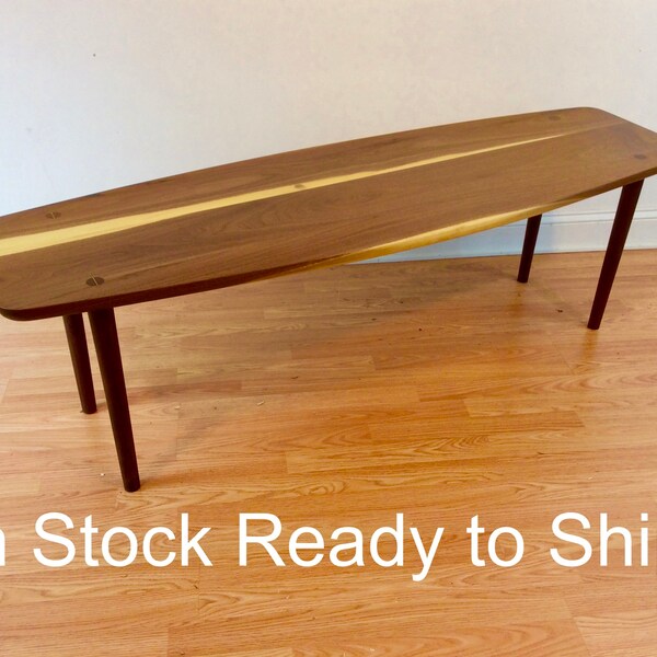 Black Walnut Mid Century Modern Coffee Table | Danish  Design with Tapered Legs | Eames Era Atomic Era