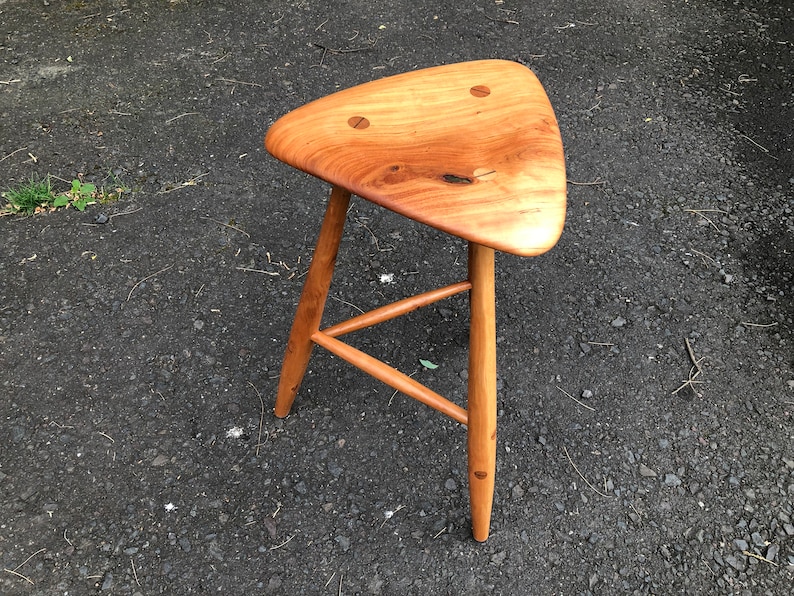 Pair of Wharton Esherick Inspired Wood Stools / Mid Century Modern Stools / Danish Modern / Counter Stool / Barstool / Wood Sculpture image 7