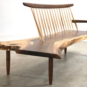 George Nakashima Style Conoid Bench / Mid Century Modern / Danish Modern / Live Edge Bench image 7