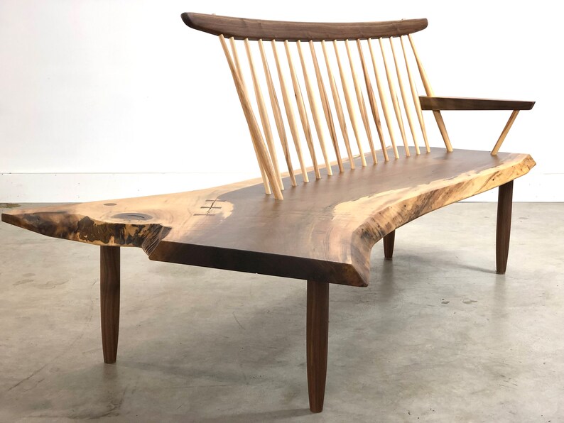 George Nakashima Style Conoid Bench / Mid Century Modern / Danish Modern / Live Edge Bench image 7