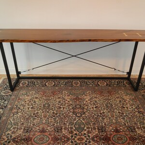 Live Edge Walnut Console Table / Sofa Table / Serving Table / Mid Century Modern / Wood and Steel image 2