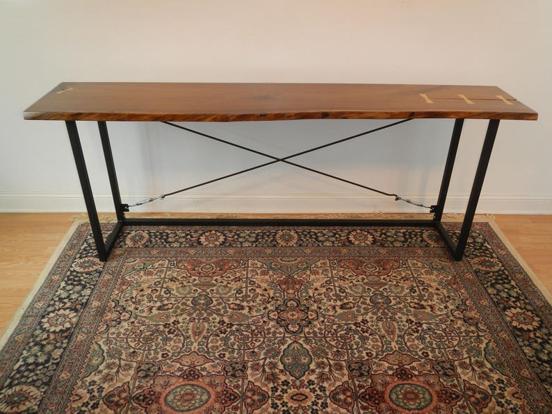 Live Edge Walnut Console Table / Sofa Table / Serving Table / Mid Century Modern / Wood and Steel image 2