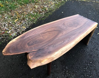 Live Edge Coffee Table , Mid Century Modern , George Nakashima Style , Danish Modern , Modern Design , Waterfall Table