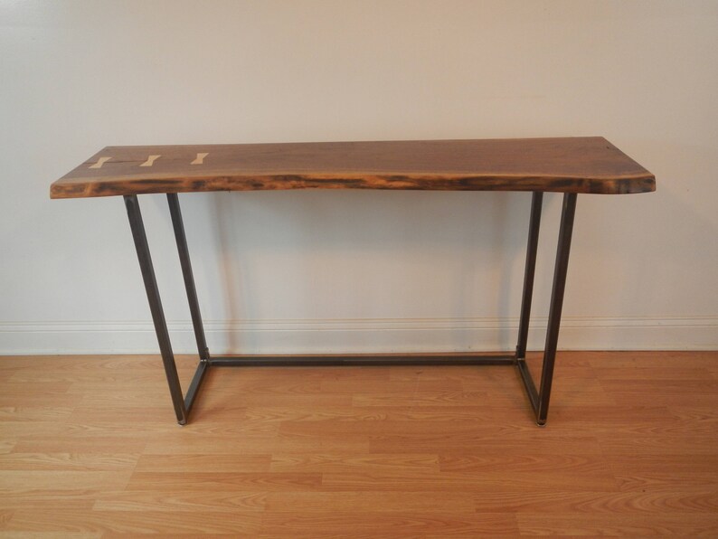 Black Walnut Table Live Edge Console Table Entryway Table Midcentury Modern Decor Accent Table Long Sofa Table image 2