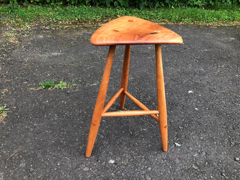 Pair of Wharton Esherick Inspired Wood Stools / Mid Century Modern Stools / Danish Modern / Counter Stool / Barstool / Wood Sculpture image 8