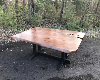 Live Edge Walnut Dining Table - George Nakashima Style Table - Mid Century Modern - Danish Modern - Slab Table  - Conference Table