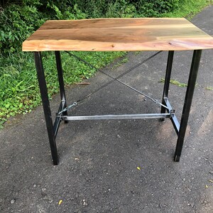 Live Edge Walnut Pub Height Table / Bar / Hightop Table / Mid Century Modern / Industrial Table / Wood and Steel image 5