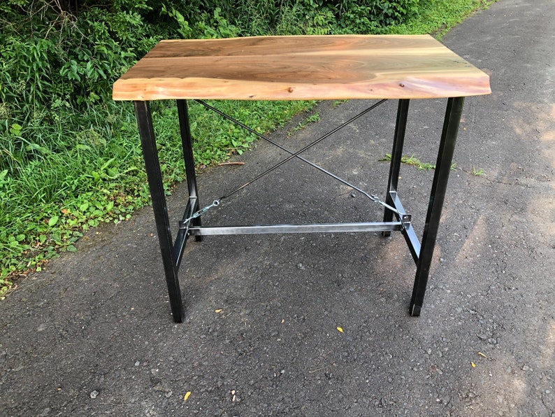 Live Edge Walnut Pub Height Table / Bar / Hightop Table / Mid Century Modern / Industrial Table / Wood and Steel image 5